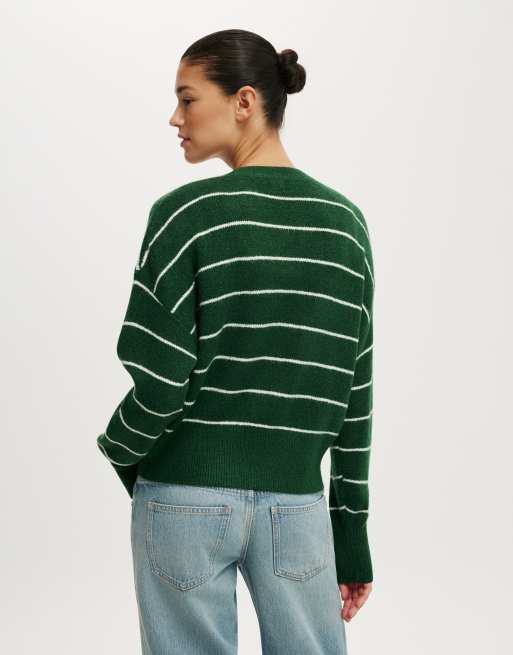 Cotton On Softest luxe oversized cardi in green stripe, 4 of 4
