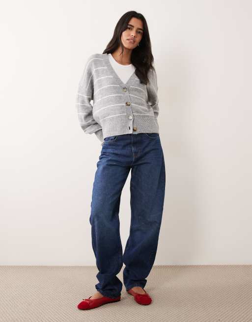 Cotton On softest luxe oversized cardi in grey marle stripe , 2 of 4