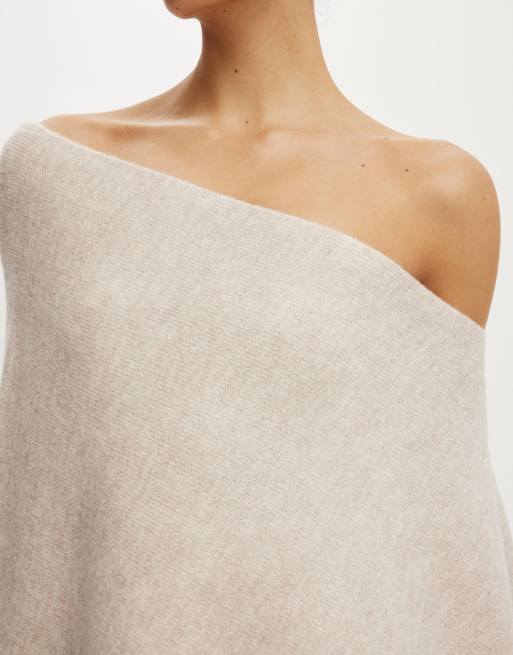 Cotton On Softest luxe poncho in beige, 3 of 4