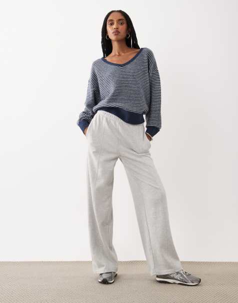 Cotton On softest luxe slouchy v knit in grey marle stripe - view 1