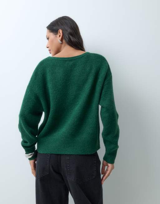 Cotton On softest luxe slouchy v knit in heritage green , 4 of 5