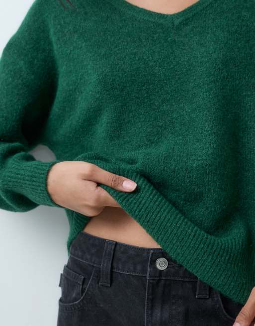 Cotton On softest luxe slouchy v knit in heritage green , 5 of 5