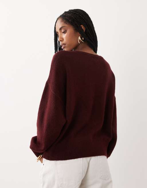 Cotton On softest luxe slouchy v knit in sour cherry marle, 4 of 4