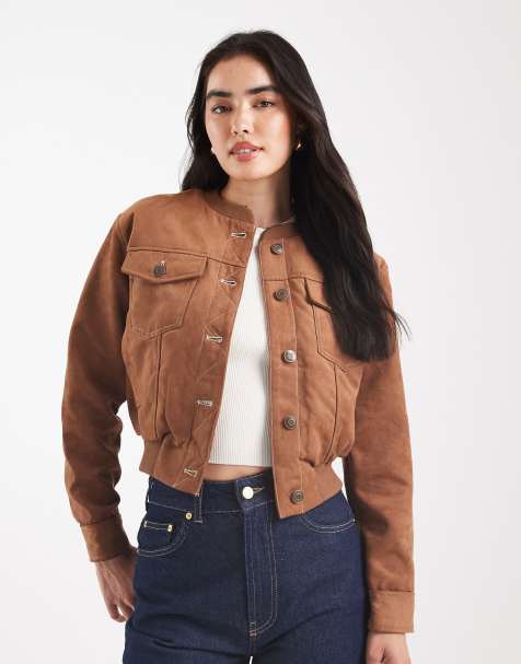 Cotton On - Sophia - Giacca bomber in camoscio sintetico marrone - view 1