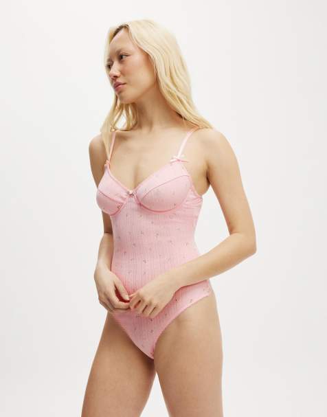 Cotton On Sophie cotton pointelle bodysuit in pink - view 1