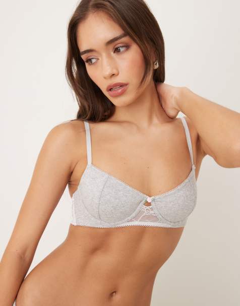Cotton On Sophie cotton pointelle underwire bra in grey - view 1