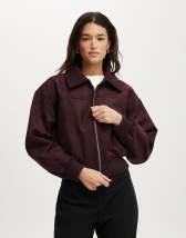 Jack & Jones faux leather harrington bomber jacket in black