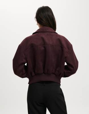 Cotton:on Cotton On Sophie Faux Suede Bomber Jacket In Brown