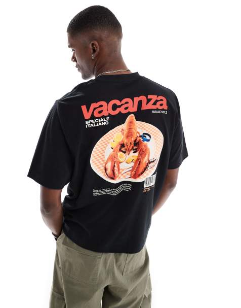 Cotton On - Sort cropped T-shirt med 'Vacanza'-grafik - view 1