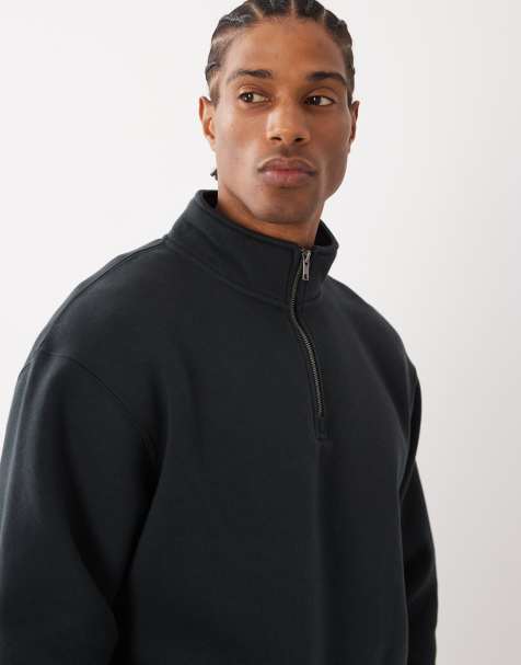 Cotton On - Sort sweatshirt i fleece med 1/4-lynlås - view 1