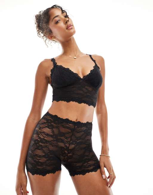 Cotton On - Sorte longline-shortstrusser med stretch i blondestof , 3 af 4
