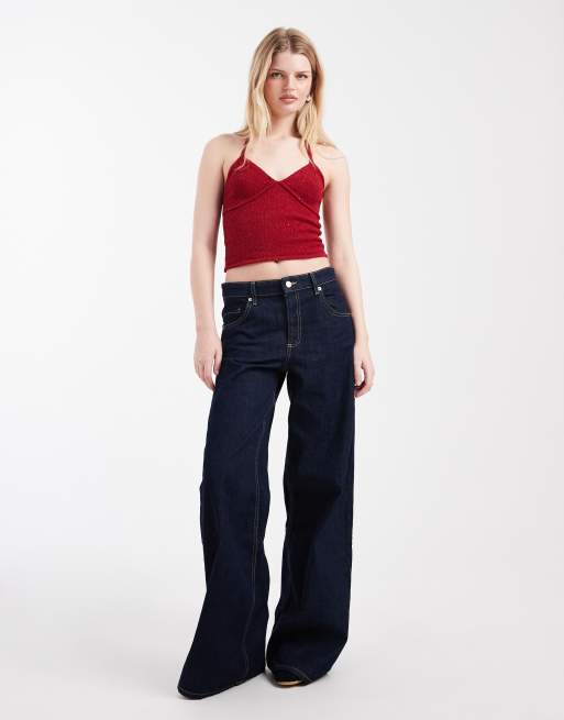 Cotton On sparkle knit halter in jewel red, 2 of 4