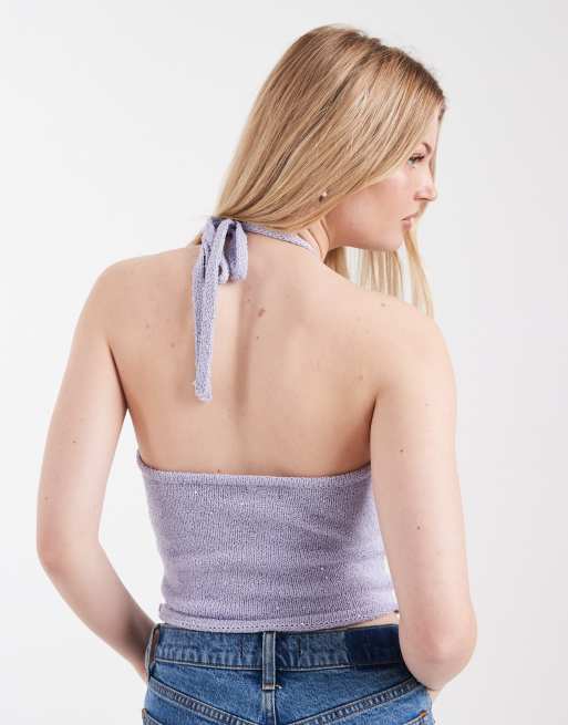 Cotton On sparkle knit halter in violet valentine, 4 of 4