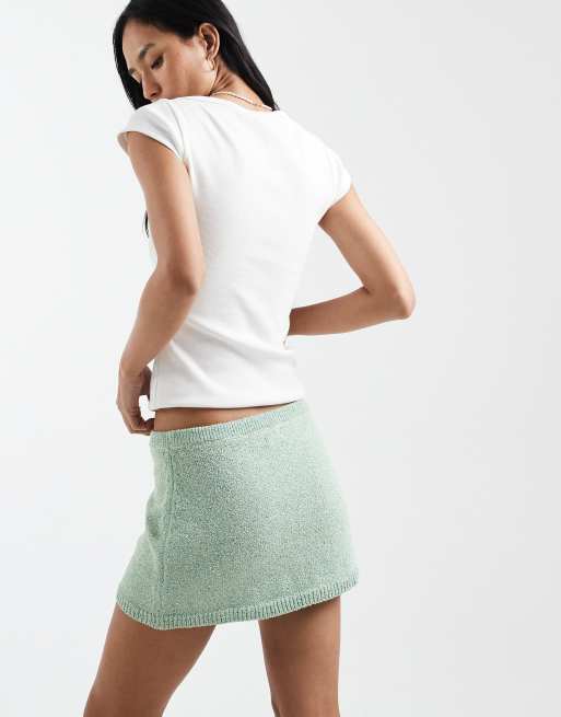 Cotton On sparkle knit mini skirt in matcha, 4 of 5