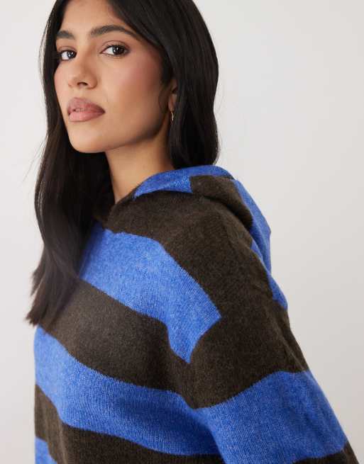 Cotton On Sporty stripe hooded knit in cobalt stripe, 3 of 4