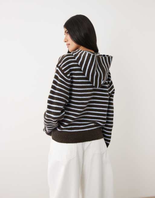 Cotton On Sporty stripe hooded knit in cocoa bark, 4 of 4
