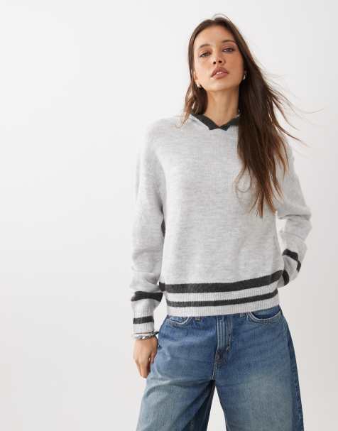 Cotton On - Sporty - Sudadera gris jaspeado a rayas con capucha - view 1