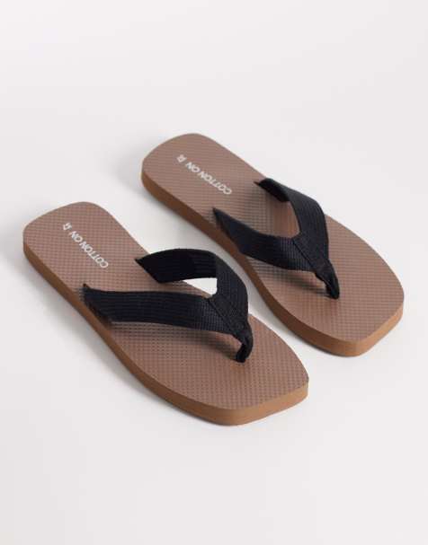 Cotton On sporty thongs in taupe - view 1