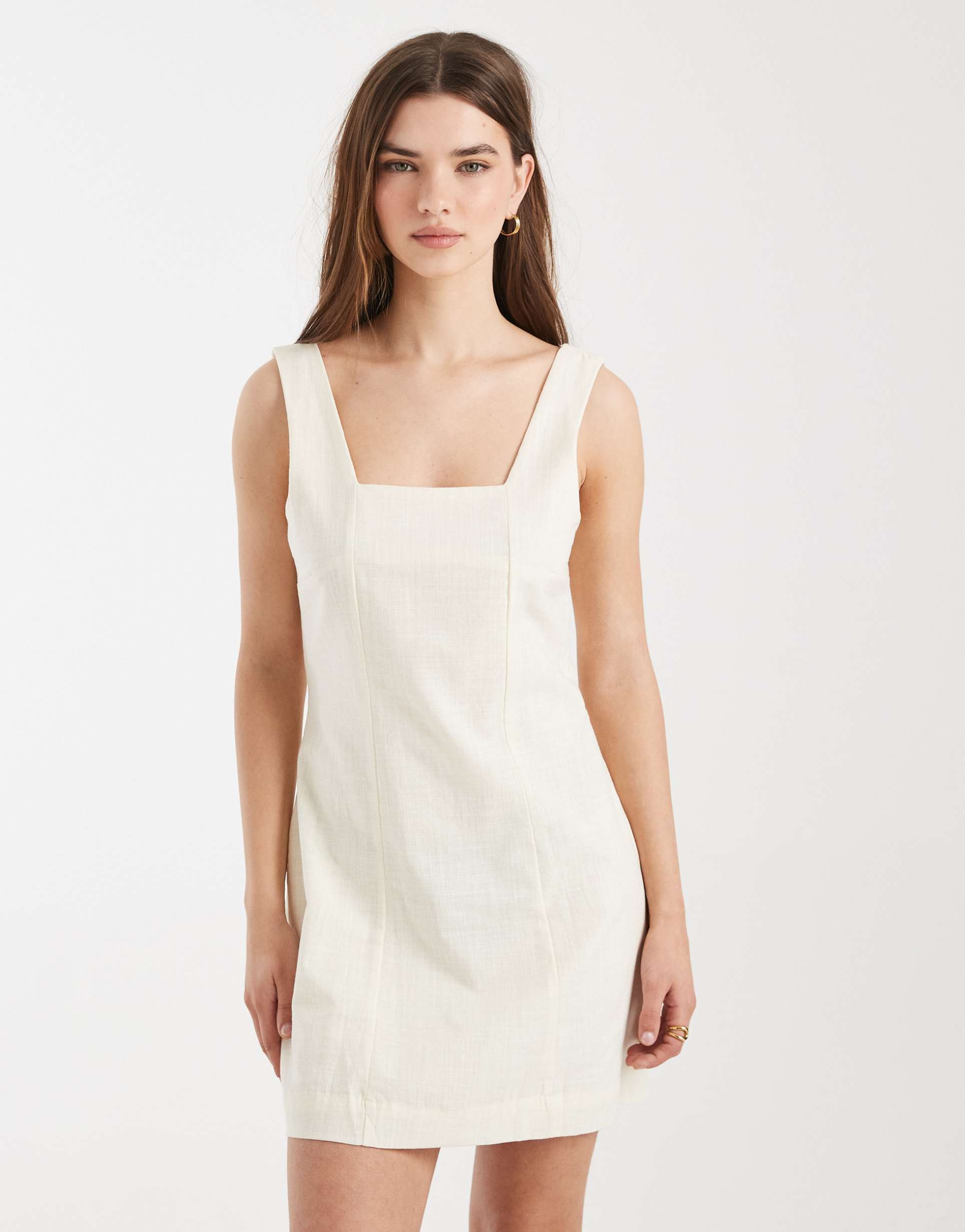 cotton on square neck mini dress in crème fraîche