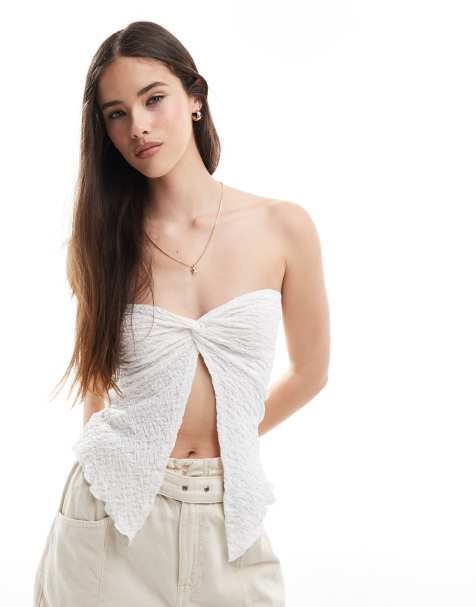 Cotton On stacey twist front tube top in white - view 1
