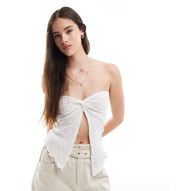 トップス tope tube top YCVAZXSZ Women's PU Leather Tube Tops Trendy Ruched Zipper
