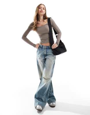 Cotton:on Cotton On Staple Ribbed Scoop Neck Long Sleeve Top