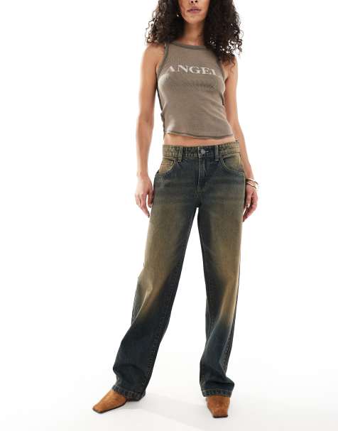 Cotton On – Straight Jeans in Honigblau mit niedrigem Bund - view 1