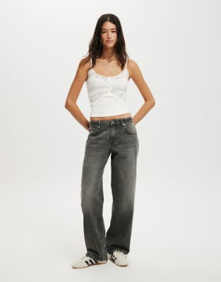 Cotton On - Straight Jeans in Schwarz mit niedrigem Bund