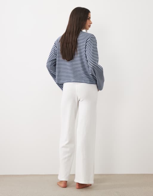 Cotton On straight leg knitted lounge trouser in white, 2 of 4