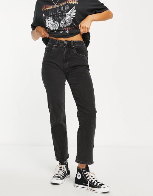 Black, Cotton Stretch Straight Leg Jean