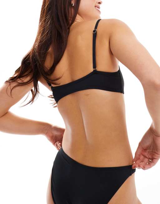 Cotton On straight neck crop bikini top black ASOS