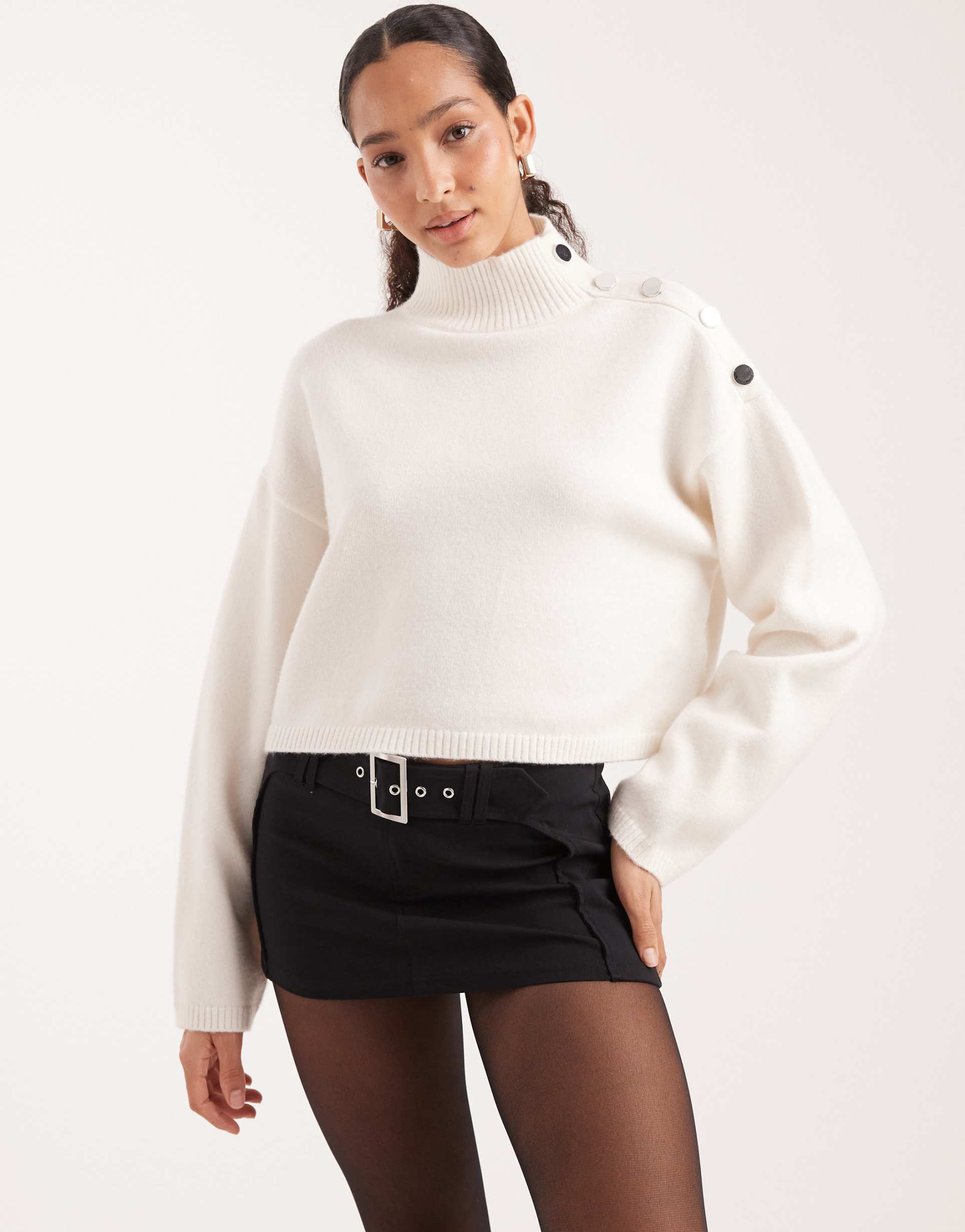 cotton on stretch belted micro mini skirt in steel onyx