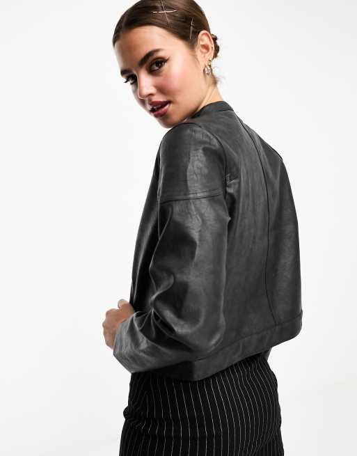 Black cotton moto jacket best sale