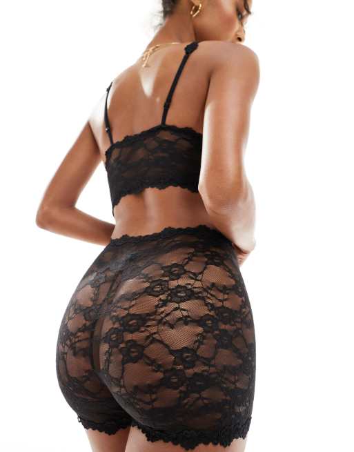 Cotton On stretch lace longline short briefs in black , 2 of 4