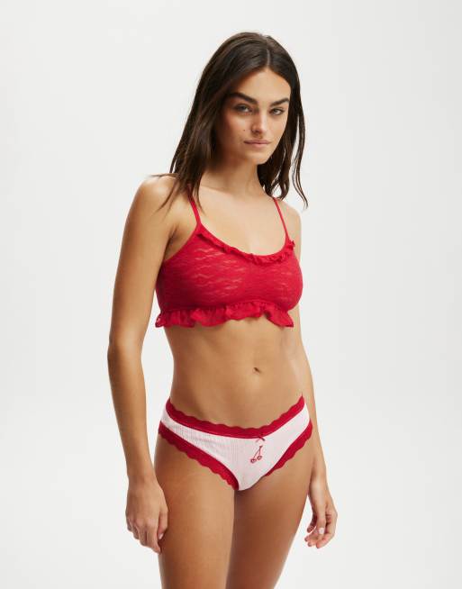 Cotton On Stretch lace scoop bralette in red - RED