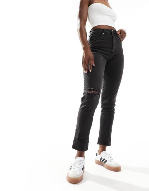 Cotton On stretch mom jeans in washed black denim - view 1