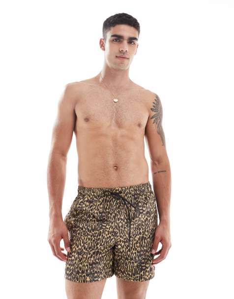 Cotton On stretch swim shorts in leopard - view 1
