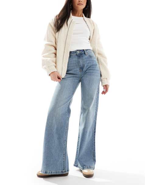 Cotton On stretch wide leg jean in stone blue - view 1