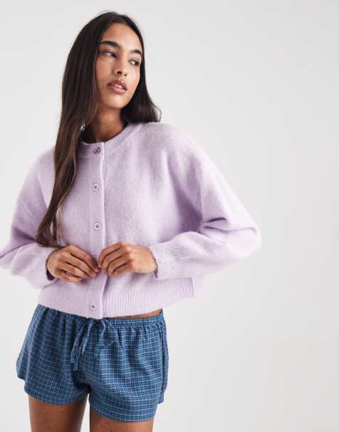 Cotton On – Strickjacke in Lilac Sunset mit Knopfleiste - view 1