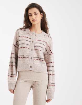 Cotton On - Strickjacke mit All Spice-Grafik und Knopfleiste-Bunt