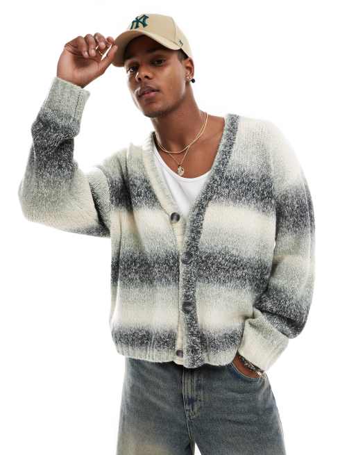Cotton On - Strikket cardigan med koksgrå ombré-effekt i firkantet pasform