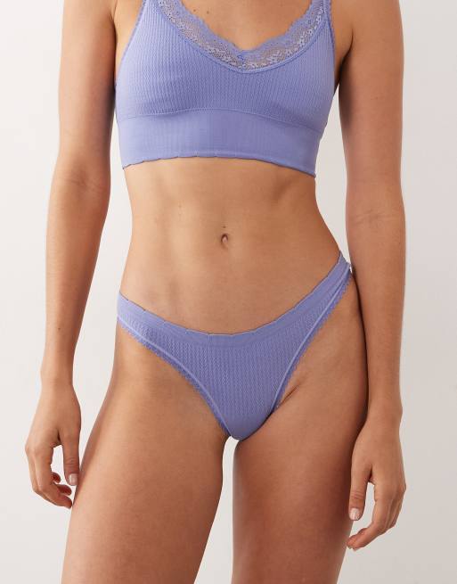 Cotton On - String côtelé sans coutures - Bleu acier, 3 de 4