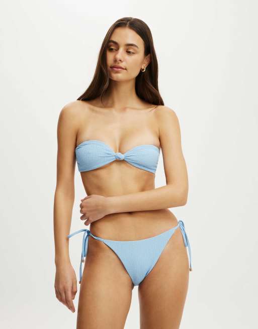 Cotton On String tie side cheeky bikini bottom in blue, 3 of 4