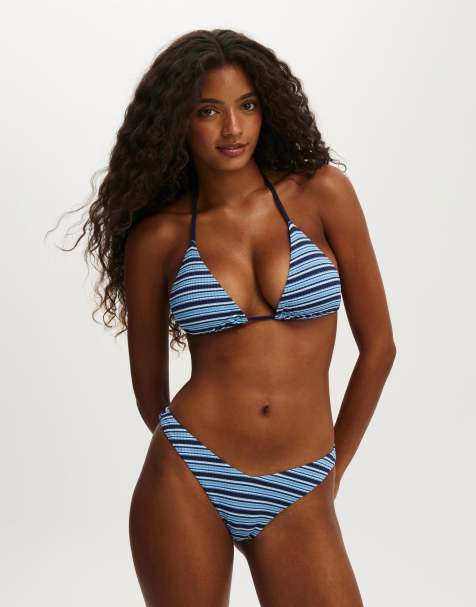 Cotton On String triangle bikini top in blue - view 1