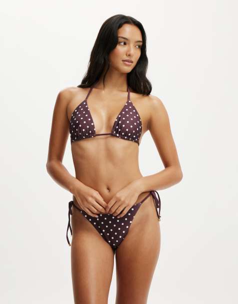 Cotton On String triangle bikini top in brown - view 1