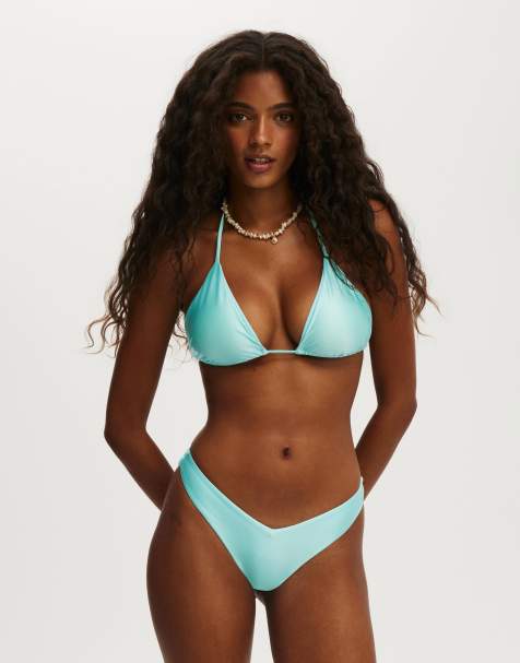 Cotton On String triangle bikini top in light/pastel blue - view 1