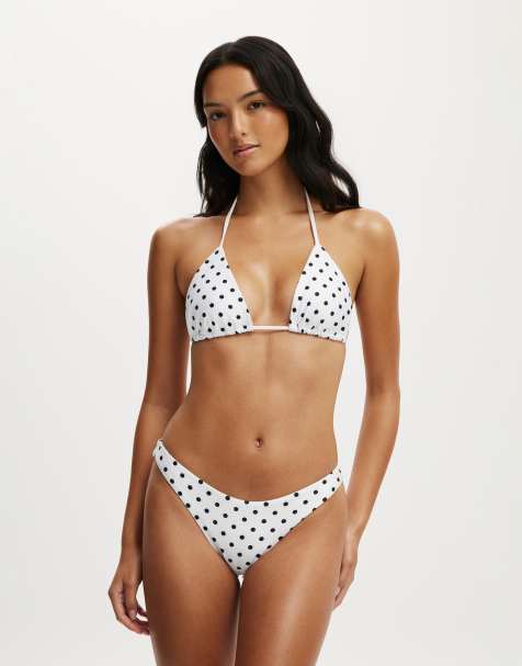 Cotton On String triangle bikini top in off-white - view 1