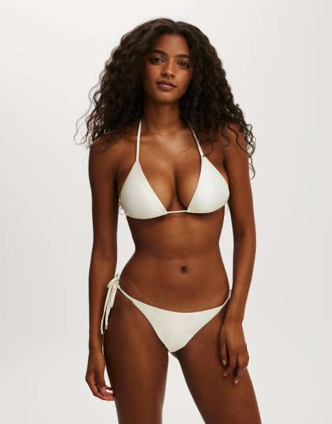 Cotton On String triangle bikini top in off-white - view 1