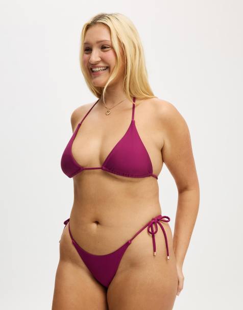 Cotton On String triangle bikini top in pink - view 1