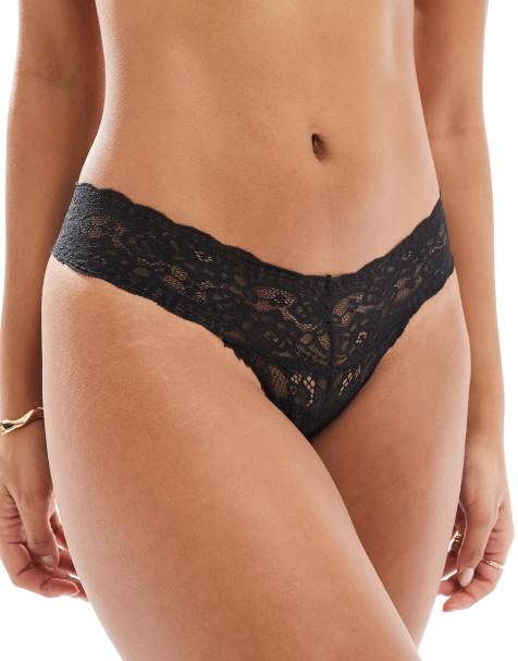 Cotton On – Stringtanga aus Spitze in Schwarz - view 1